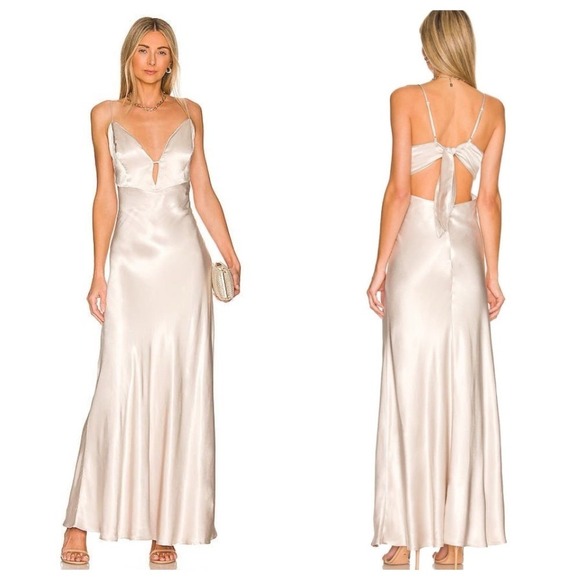 Bardot Women's Silver Champagne Slip Dress Tie Back Size XXL / US 12 NWOT - Picture 1 of 12